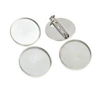 Stainless Steel Brooch Pin Disk Base， 50 pcs Stainless Steel Brooch Cabochon Cameo Setting Charms Pendant Tray Multiple Sizes(20mm)