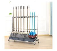 Stainless Steel Broom and Mop Holder Tool Rack Wall-Mounted Cleaning Supply Storage and Stylish 10 Hooks for Efficient Space Management