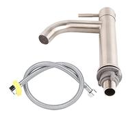 Stainless Steel Brushed Basin Water Faucet Bathroom Single Cold Water Tap Ceramic Valve Core Lead Durable Stable Performance for Wash Basin Sink Silver 17.5x3cm