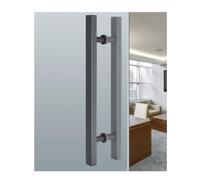 Stainless Steel Brushed Door Pull Modern Square Double Sided Barn Door Handle Bar for Iron/Wood/Glass Doors(Nero,120cm-90cm)