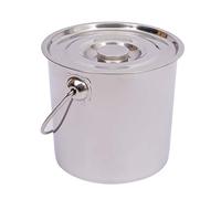 Stainless Steel Bucket 12 Litre, Metal Bucket, with Lid Fire Garage Spillage Sand, Diameter 26cm, Cleaning or Transportation Tasks, Kitchen Bucket Feed Bucket Milk Bucket Food Grade Bucket, Silver