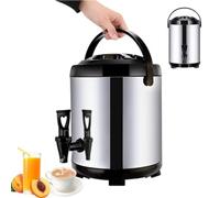 Stainless Steel Bucket， 304 Stainless Steel Hot Water Dispenser Kettle Boiler Warmer Coffee Urn with Cover and Spigot Milk Tea Bucket Insulated Barrel(8L)