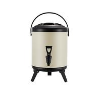 Stainless Steel Bucket， Stainless Steel Insulation Bucket, Stainless Steel Insulated Beverage Dispenser Cold and Hot Drink Dispenser with Thermometer(Beige)