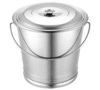 Stainless Steel Bucket with Lid, 8L Stainless Steel Compost Bin, Large Capacity Food Storage Containers, Portable Metal Bucket with Handle for Rice Flour Grain, Ice Buckets