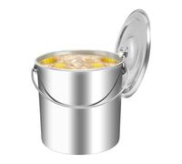 Stainless Steel Bucket With Lid - Food Grade Bucket | Large Capacity Food Storage Container | Kitchen Flour Rice Water Milk Grain Holder With Handle For Soup Cereal Pantry Home Accessories