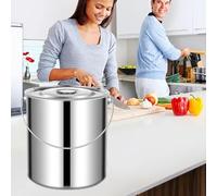 Stainless Steel Bucket with Lid - Stainless Steel Large Capacity Pail - Kitchen Food Bucket Flour Container | for Soup Milk Water Rice Flour Cereal Cat Dry Food Kitchen Accessories Home Apartment