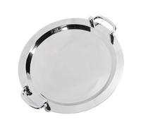 Stainless Steel Buffet Plate, Clear Mirror Finish, Tray with Handle for Banquets in the Hotel Restaurant (Round (Diameter 15.7 Inches)
