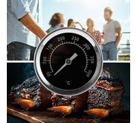 Stainless Steel Built-in Analogue Thermometer for BBQ Grill Hood Lid Use with Clear Scale and Fast Thermal up to 400C