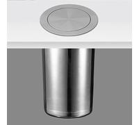 Stainless Steel Built-in Waste Bin for Kitchen, Cabinet Countertop Embedded Trash Can with Balance Flap, Commercial Hidden Waste Container (Silver Round)