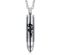 Stainless Steel Bullet Cylinder Pill Plain Dragon Storable Simulation Bullet Keepsake Pendant Necklace