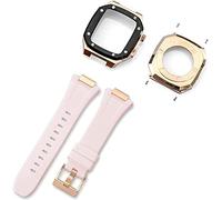 Stainless Steel Bumper Case Silicone Watch Strap，Compatible with Apple Watch Series 7 8 45mm 41mm Mod Kit, Men Metal Cover Replacement Band，For Iwatch 44mm 6 5 4 SE Accessories