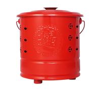 Stainless Steel Burn Barrel - 12.6x11.8in Paper Burning Bucket for Garden Cleaning, Festival Ceremony with Handle Grip, Traditional Auspicious Debris Trash Leaves Wood, Silver, Household or Outdoor