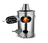 Stainless Steel Burn Barrel Incinerator Cage with Chimney, Thickened Garden Fire Burner for Paper, Leaf, and Yard Waste, Backyard Bonfire Trash Can with Fire Hook
