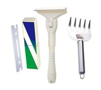 Stainless Steel Butcher Meat Scraper，10 cm (3.9 in)：1 | Replacement Blades | Bone Dust & Fat Removal | Wide Head | Textured Grip | Easy Blade Change