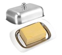 Stainless Steel Butter Dish - Rustproof Covered Butter Container, Modern Rectangular Butters Tray, Hygienic Countertop Cheese Storage Box, Household Butters Keeper | KitchenHolder For Bread Pastries R