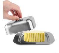 Stainless Steel Butter Dish With Cover, Kitchen Butter Dish, Butter Dish Storage Home Made Butter Nuts Cheese Dessert (Metal cover)