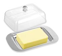 Stainless Steel Butter Dish with Lid and Handle, Stainless Steel Butter Dish, Capacity for 250 g Butter, Suitable for Storing Cheese, Cold Dishes, Cakes, Desserts, Fruits