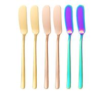 Stainless Steel Butter Knife Spreader 6 Pcs, Smooth Edge Butter Knives for Jam, Honey, Butter, Cream Cheese, Ergonomic Handle for Easy Spreading on Toast, Sandwiches, Pastries (3 colors, 6pcs)