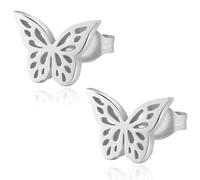 Stainless Steel Butterfly Stud Earrings/Butterfly Wing Earrings Dainty Simple Earrings for Women,hypoallergenic, Stainless Steel, No Gemstone