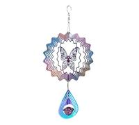 Stainless Steel Butterfly Wind Chime, Hanging Wind Spinner, 15 cm Metal Art Decor, Garden Spinner with Colour Gradient and Tail Spinner, for Garden Art, Garden Decoration