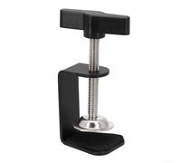 Stainless Steel C Shape Table Mount Clamp for Secure Holding of Microphone Stands, Hose For Fittings and Other Devices with Silicone Pad Protection (HH-004)
