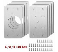 Stainless Steel Cabinet Hinge Repair Plate for Kitchen Cupboard Door Fixing, Rust-Resistant Silver Bracket with Screws, 2/4/10-Pair Pack