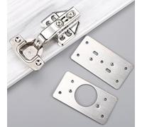 Stainless Steel Cabinet Hinge Repair Plate Kit - 9 x 4.7 cm Hinge Cup & Base Side Plate for Door Panel Reinforcement, Includes Mounting Screws, 1/4/10 pcs