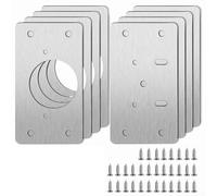 Stainless Steel Cabinet Hinge Repair Plate, Kitchen Cupboard Door Fixing Bracket for Broken Hinge Mending, Furniture Wardrobe Support Patch with Screws, Silver(4 Pair)