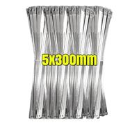 Stainless Steel Cable Tie Stainless Steel Cable Ties Self Locking Metal Wrap Strap Multipurpose Tie Wire Fasteners Hardware Organizer for Industrial(5x300mm,50PCS)