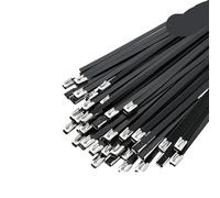 Stainless Steel Cable Ties 10-100PCS Metal Black Stainless Steel Cable Ties 4.6mm Zip Heavy Duty Locking Wire for Exhaust Pipe Binding Stainless Steel Metal Cable Tie(100PCS,4.6x200mm)