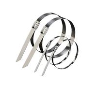 Stainless Steel Cable Ties 10/20/50/100/200 Pcs 10mm 0.39 inch Exhaust Wrap Multi-Purpose 304 Stainless Steel Metal Cable Tie Banding self-Locking Zip Ties(10PCS,10x100mm)