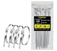 Stainless Steel Cable Ties, Foneso 100 Pcs 11.8 Inch Multi-Purpose Self-Locking Metal Zip Ties, Suitable for Exhaust Wrapping, Binding Cable, Automotive, Garden Repair and Fixed Fence