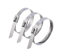 Stainless Steel Cable Ties Metal Zip Ties Stainless Steel Heavy Duty Cable 4.6mm Multipurpose Exhaust Wrap Self-Locking Wire Fastening Ring Stainless Steel Metal Cable Tie(4.6x200mm,100PCS)