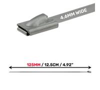 Stainless Steel Cable Ties Metal Zip Wrap Exhaust Heat Shield Straps 4.6mm Wide