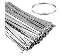 Stainless Steel Cable Ties Stainless Steel Cable Ties Multi-Purpose Heavy Duty Self-Locking Fence Metal Zip Tie 4.6mm Wide Fastening Ring Strap Stainless Steel Metal Cable Tie(4.6x200mm,120PCS)