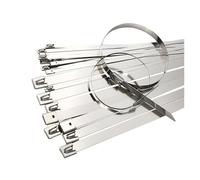 Stainless Steel Cable Zip Ties, 304 Stainless Steel Silver Self-Locking Cable Tie 12mm Multiple Sizes Pack of 10-200 Pcs(50pcs,12x800mm)