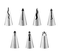 Stainless Steel Cake Decorating Tools Set - 7pcs Piping Nozzles for Cupcake, Cookie and Cream Icing - Includes Flower Piping Nozzles, Piping Tips and Icing Piping Kit for DIY Cake Making