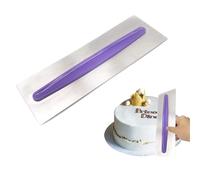 Stainless Steel Cake Scraper Metal Icing Smoother Polisher Cake Decorating Comb Cake Pastry Cutter for Cake Decorating with a Purple Handle 9 Inches