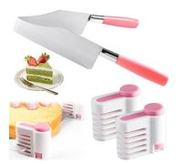 Stainless Steel Cake Slicer and Cutter, Adjustable Cake Cutter 5 Layers for Toast Kitchen Fixator Tool for Birthday Wedding Party Desserts Pastry Bread Pizza Divider Slicer (pink)