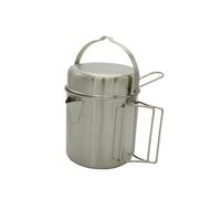 Stainless Steel Camp Kettle with Fitted Lid, Tall Cookware Body, Side Carry Handle, Outdoor Meal Prep Vessel for Backpacking, Picnic, Trail Boiling Camp Kettle Stainless Steel Cookware Outdoor Boiling