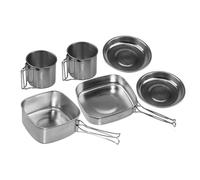Stainless Steel Camping Cookware Set - 6 Piece Portable Cookware Set for Hiking Picnic Outdoor Travel | Practical Saucepan and Pan