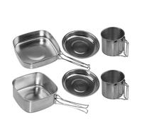 Stainless Steel Camping Cookware Set,Camping Pots and Pans Kitchen Set | Stewing Frying Portable Outdoor Kitchenware for Hiking Picnic Travel Mountaineering Survival Outside