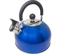 Stainless Steel Camping Kettle 2.5L Whistling Kettle For Gas Electric Hob Stove Top Lightweight Pouring Fast Boil Metallic Blue
