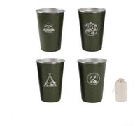 Stainless Steel Camping Mug Set | 500ml 304 Stainless Steel Coffee Cups for Hiking | Lightweight Stackable Outdoor Travel Mugs with Storage Bag | 4-Piece Set(500ml green)