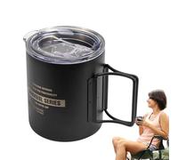 Stainless Steel Camping Mug, Stainless Steel Camping Mug | Juice Cup with Collapsible Handle and Lid | 320ml Hiking Mug for Hiking, Hunting and Camping