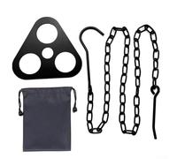 Stainless Steel Camping Tripod Pot Hanger, Adjustable Campfire Cooking Rack with 85cm Chain, Lightweight Fire Grill Support Plate for Outdoor Picnic BBQ Bonfire, (Black)