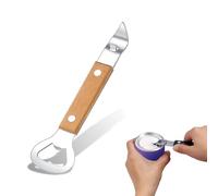 Stainless Steel Can and Bottle Opener, Dual Use Can Punch Opener with Wood Handle, Opening Tool Kitchen Gadget