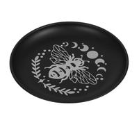 Stainless Steel Candle Holder Tray for Melted Wax Cleanup | Black Altar Plate, Elegant Pattern and Smooth Finish, for Incense Cones and Temple Ceremony Use