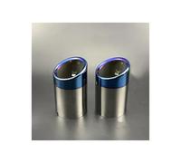 Stainless Steel Car Exhaust Straight Tail Pipe Tips 80mm Inlet For A4 A5 A6 Q3 09-16 1 Pair(Blue 2pc)