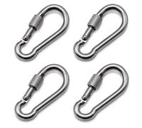 Stainless steel carabiner snap spring hook with lock nut A4 316 marine grade hiking fishing camping keychain eye (4, 5mm x 50mm)
